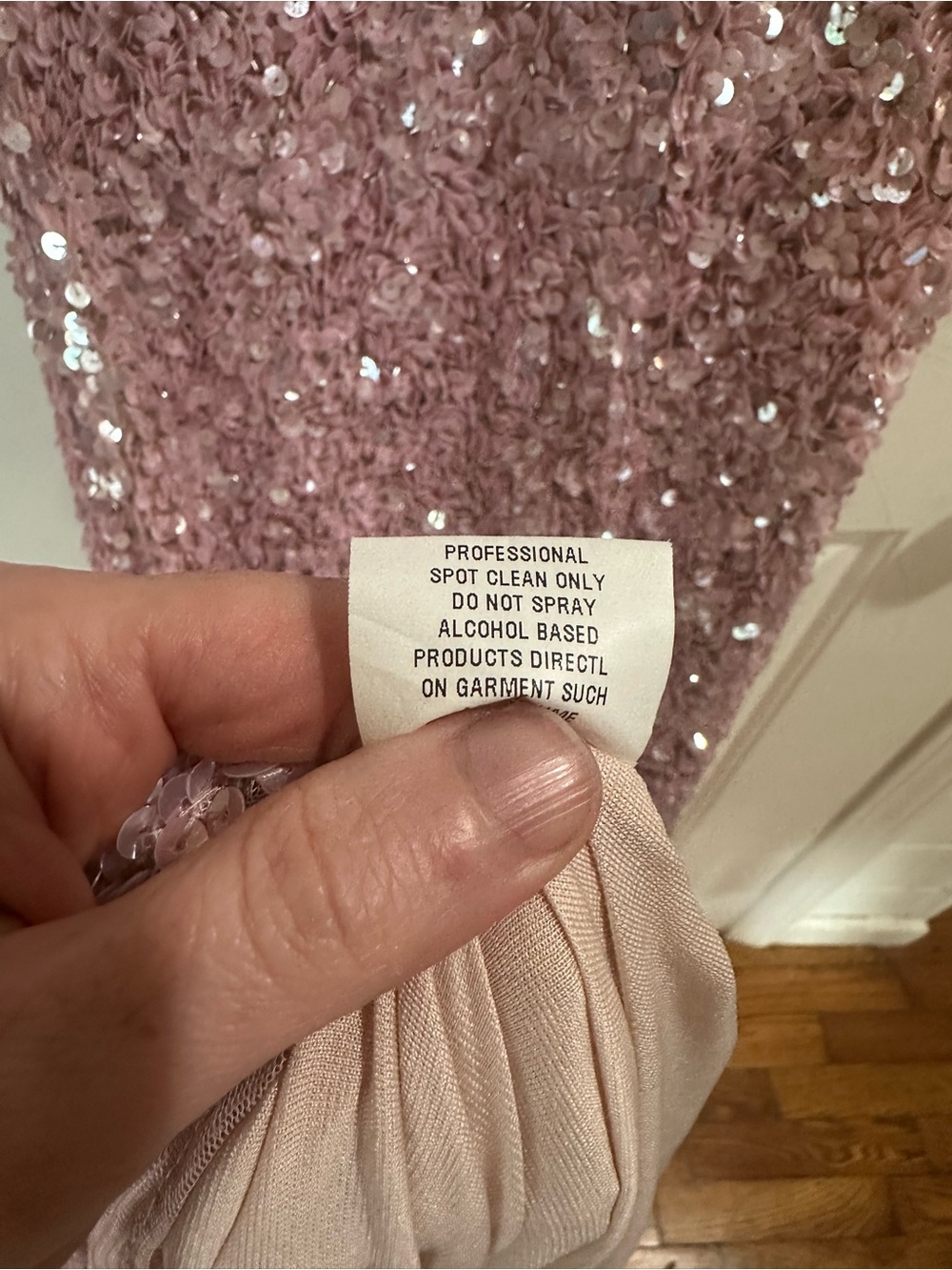 Sherri Hill Blush Pink Strapless Sequin Column Gown - Picture 5 of 13